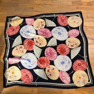Vintage Talbots 100% Pure Silk Scarf 36x36” Pretty Parasols / Umbrellas
